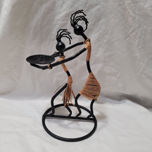 Laurids Lonborg Wrought Iron Rattan Candle Holder Tribal Woman With Girl Read - Picture 2 of 11